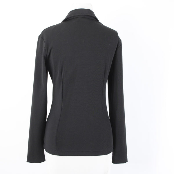 Versace Jeans Couture Top Sz S Black Collared Pockets Stretch Poly Elastane Top