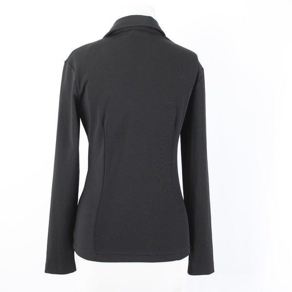 Versace Jeans Couture Top Sz S Black Collared Pockets Stretch Poly Elastane Top