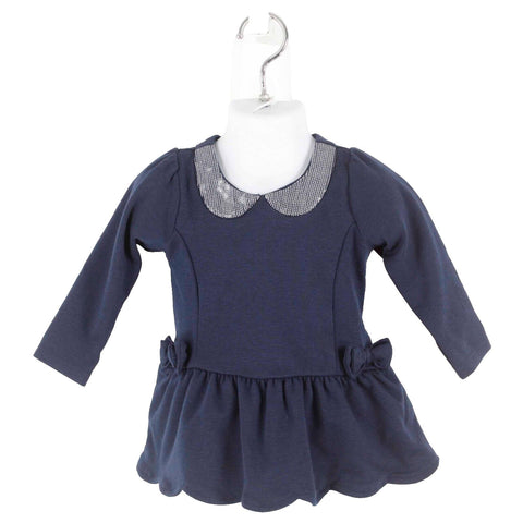 Kanz NEW Sz 12 Month Navy White Sequin Trim Festive Days Cotton Blend Dress
