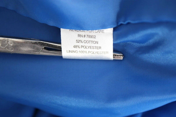 Erin London Sz L Blue Lined Hooded Elastic Pulls Zips Cotton Poly Jacket