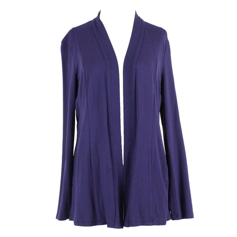 Eileen Fisher Sz SP Navy Blue Pocketed Long Sleeve Viscose Wrap Sweater