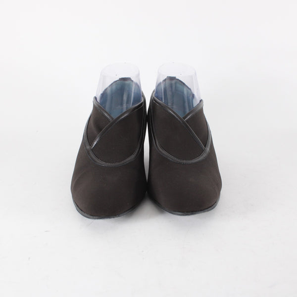 Thierry Rabotin Heels Remy Sz 38 Chocolate Brown Micro Fiber Leather 1.5" Heels