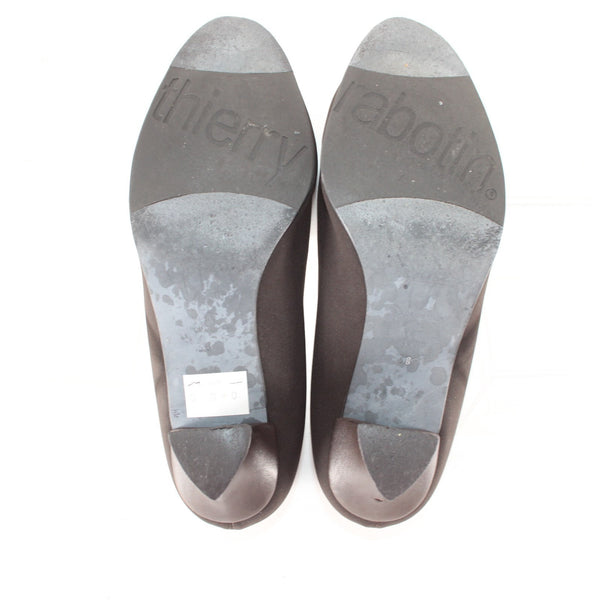 Thierry Rabotin Heels Remy Sz 38 Chocolate Brown Micro Fiber Leather 1.5" Heels