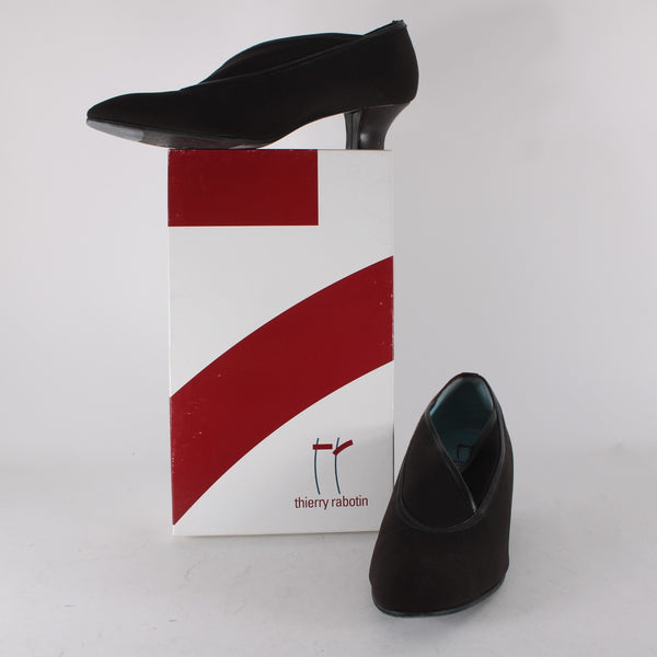 Thierry Rabotin Heels Remy Sz 38 Chocolate Brown Micro Fiber Leather 1.5" Heels