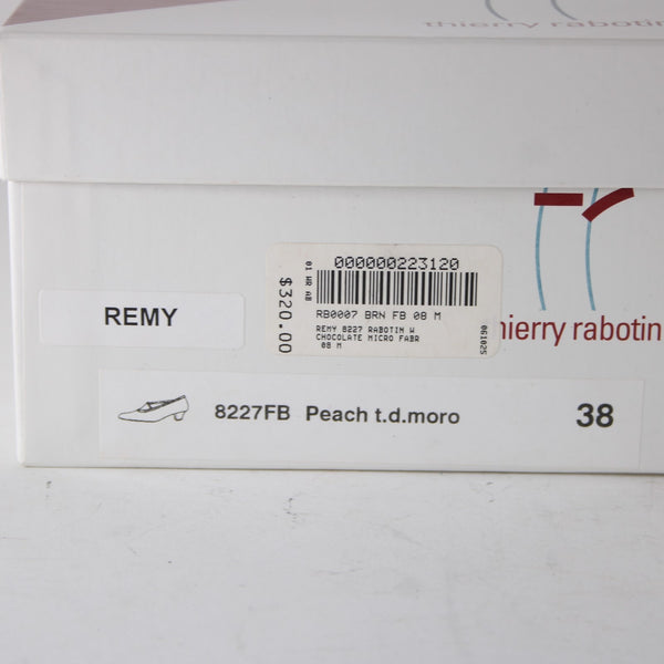 Thierry Rabotin Heels Remy Sz 38 Chocolate Brown Micro Fiber Leather 1.5" Heels