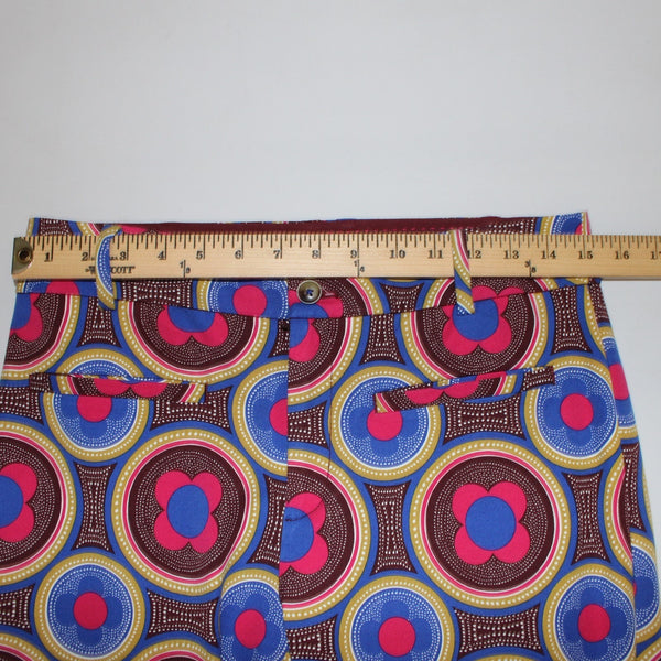 Anthropologie Essential Slim Sz 6 Pink Blue Multi Pockets Mod Cotton Blend Pant