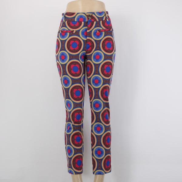Anthropologie Essential Slim Sz 6 Pink Blue Multi Pockets Mod Cotton Blend Pant