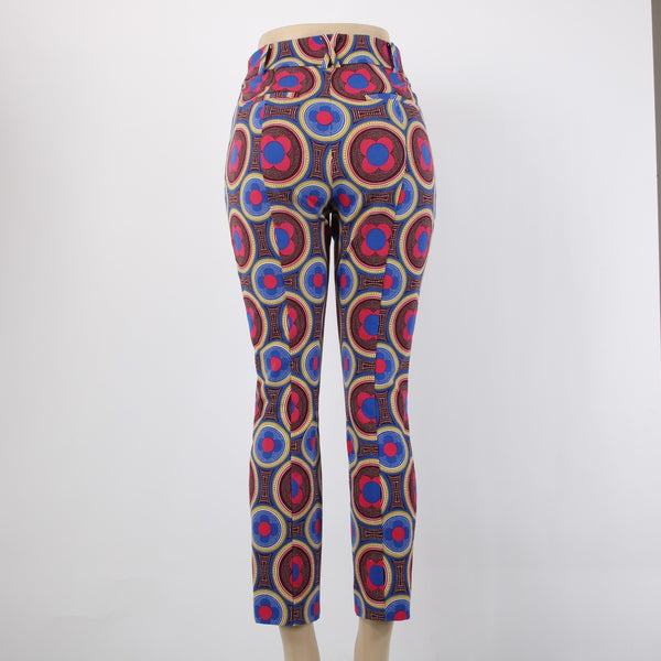 Anthropologie Essential Slim Sz 6 Pink Blue Multi Pockets Mod Cotton Blend Pant