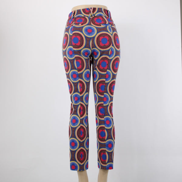 Anthropologie Essential Slim Sz 6 Pink Blue Multi Pockets Mod Cotton Blend Pant