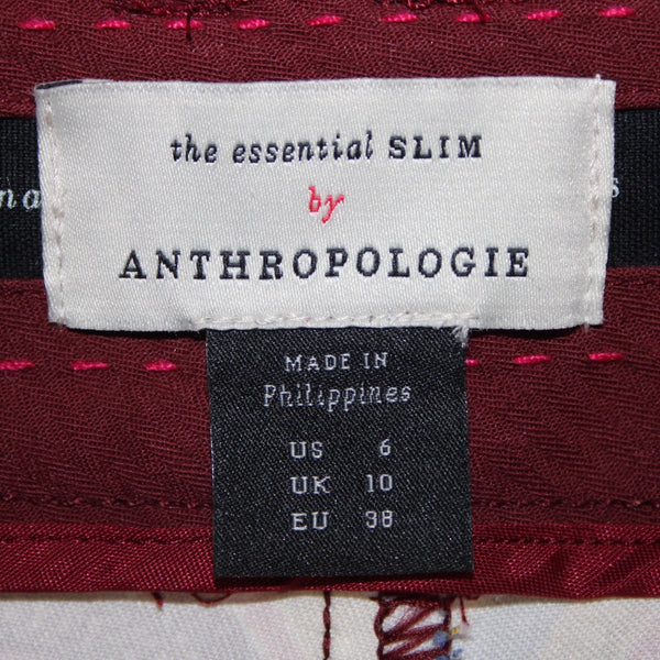 Anthropologie Essential Slim Sz 6 Pink Blue Multi Pockets Mod Cotton Blend Pant