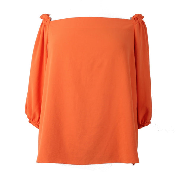 Joseph Ribkoff Top Sz 20 Orange Mid Sleeve Ruffles Off The Shoulders Top