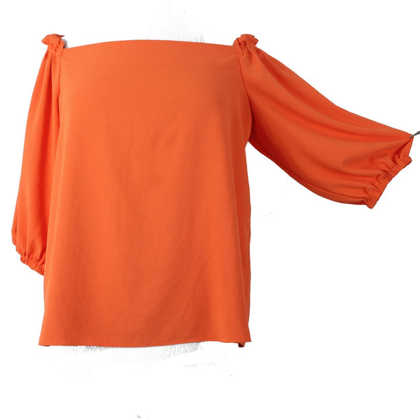 Joseph Ribkoff Top Sz 20 Orange Mid Sleeve Ruffles Off The Shoulders Top