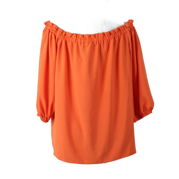 Joseph Ribkoff Top Sz 20 Orange Mid Sleeve Ruffles Off The Shoulders Top