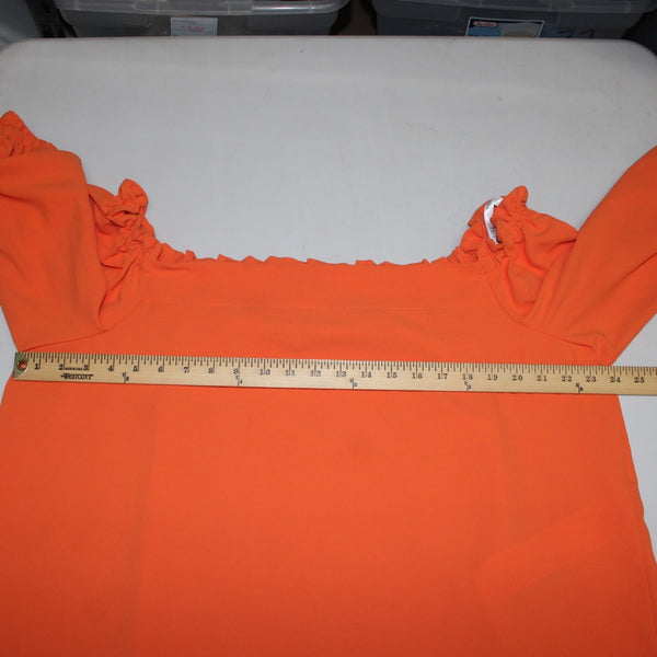Joseph Ribkoff Top Sz 20 Orange Mid Sleeve Ruffles Off The Shoulders Top