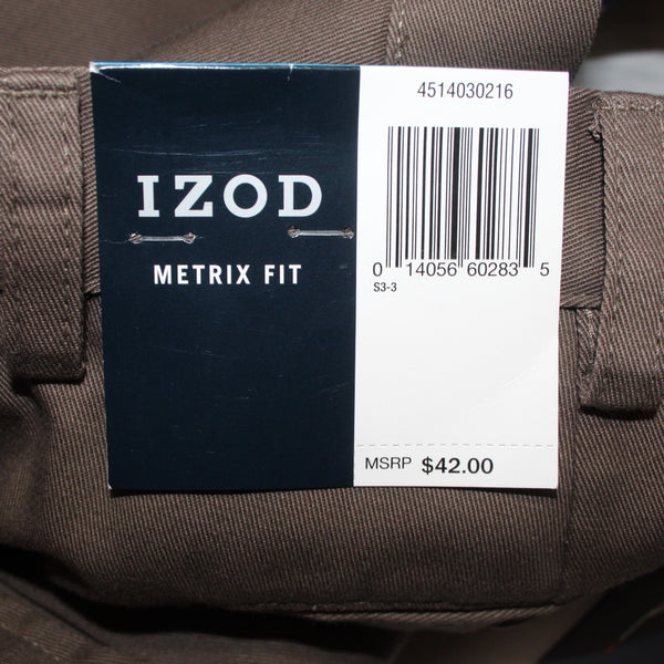 Izod Pant NEW $42 Metrix Fit Sz 36W x 30L Brown American Chino 100% Cotton Pant