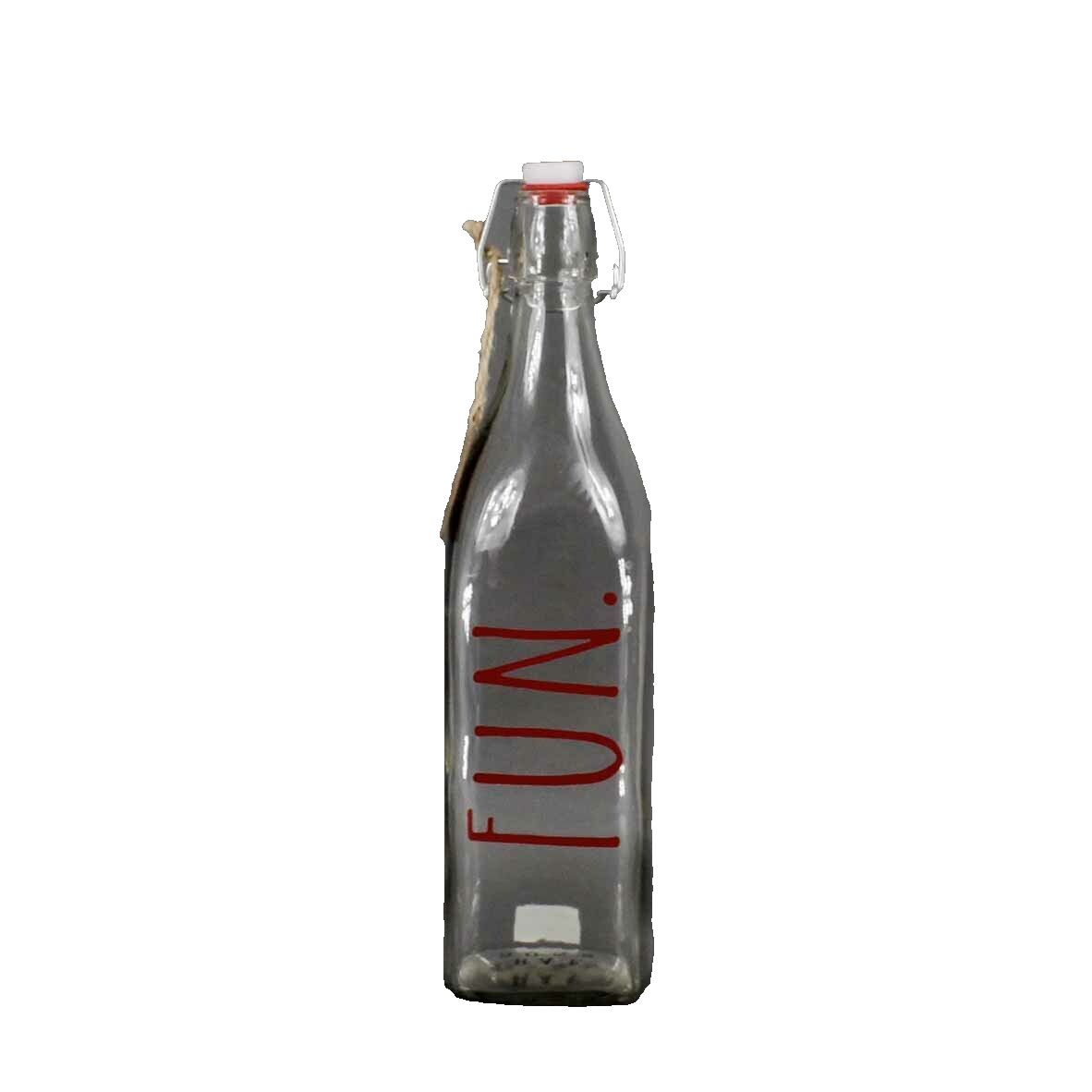 Rae Dunn NEW Clear Red Fun Bail & Trigger 33.8 fl oz 1 Liter Bottle