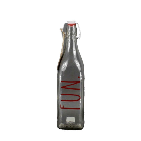 Rae Dunn NEW Clear Red Fun Bail & Trigger 33.8 fl oz 1 Liter Bottle