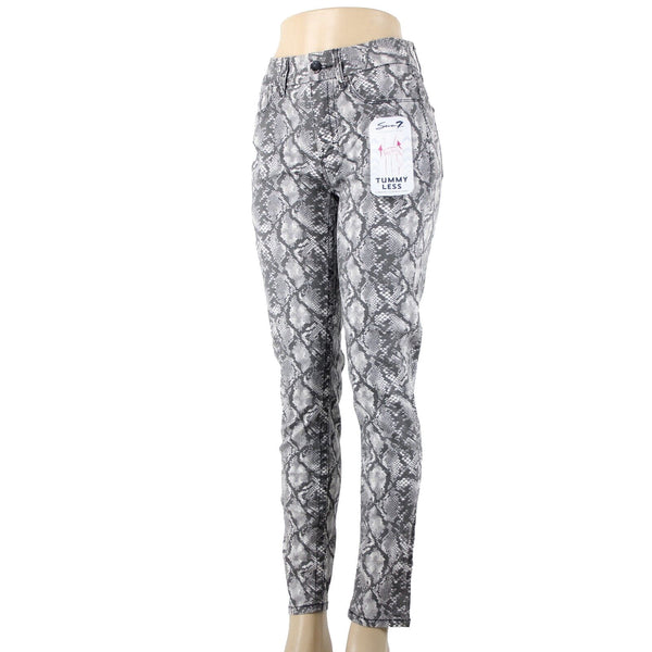 Seven NEW $69 Sz 6 x 30 Gray White Snake Print Slimming Control Cotton Pant