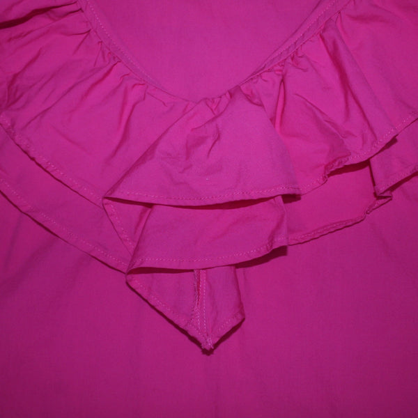 Who What Wear Dress Sz L Pink Ruffle Top Unlined Pockets 100% Cotton Dress