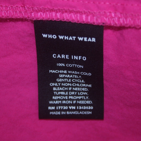 Who What Wear Dress Sz L Pink Ruffle Top Unlined Pockets 100% Cotton Dress