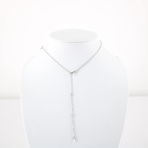 MARISSA NEW Silvertone Rhinestone Accent 14.5" w 4.5" Multi Ring Ext Necklace 4