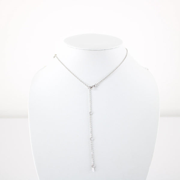 MARISSA NEW Silvertone Rhinestone Accent 14.5" w 4.5" Multi Ring Ext Necklace 4