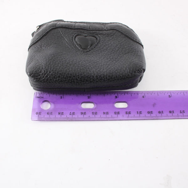 Brighton Wallet 4 x 3 x 1 Black Pebbled Heart Design Zipper Leather Wallet