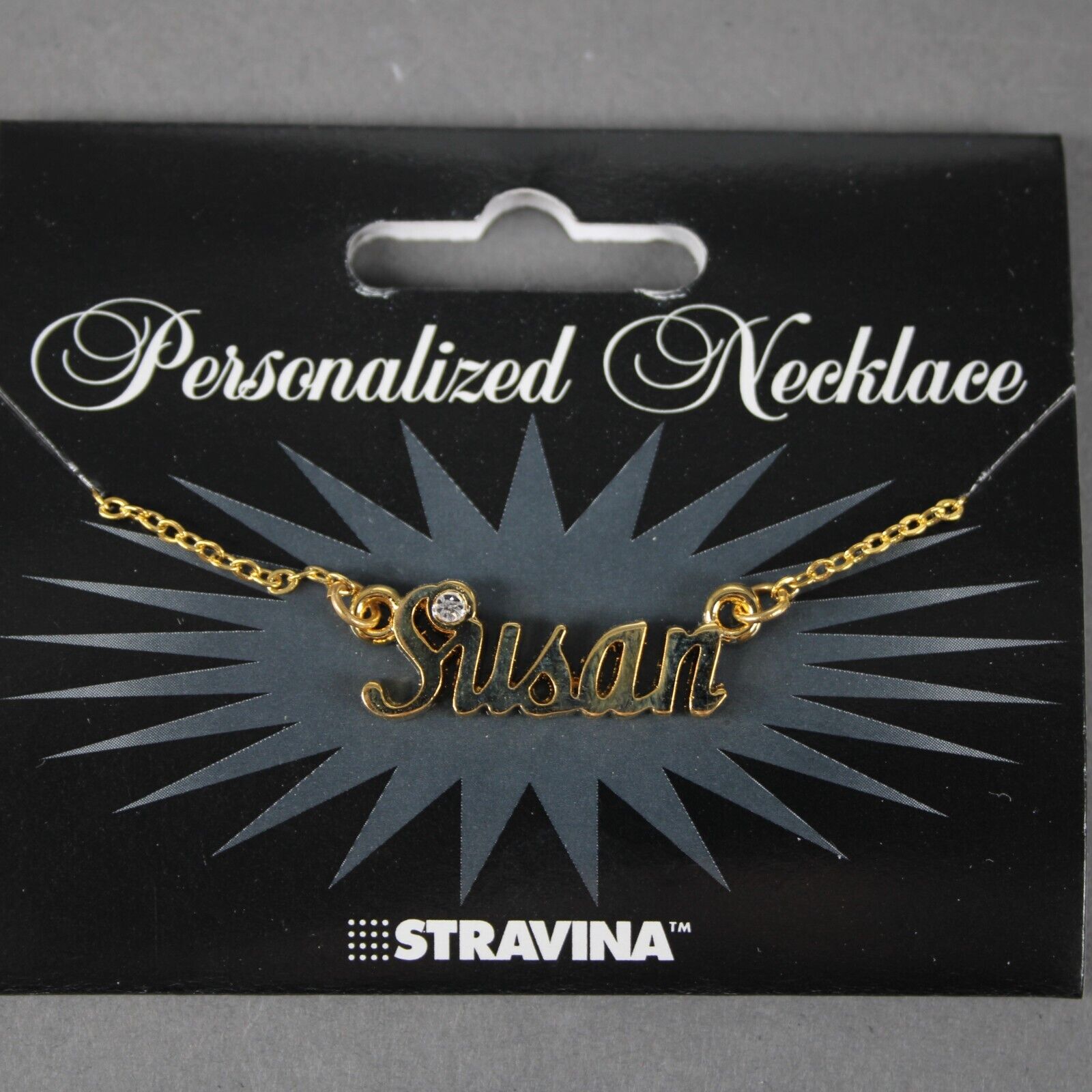 SUSAN NEW Name Goldtone Rhinestone Accent 14.5" w 4.5" Multi Ring Ext Necklace