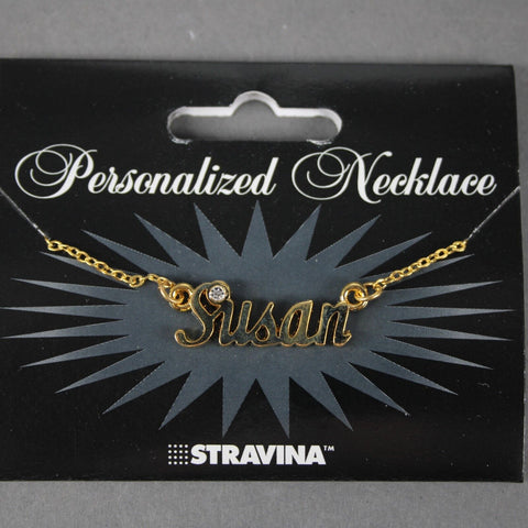 SUSAN NEW Name Goldtone Rhinestone Accent 14.5" w 4.5" Multi Ring Ext Necklace