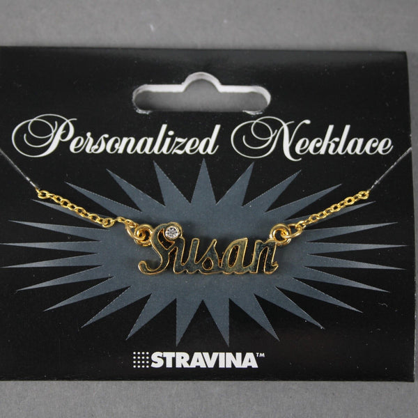SUSAN NEW Name Goldtone Rhinestone Accent 14.5" w 4.5" Multi Ring Ext Necklace