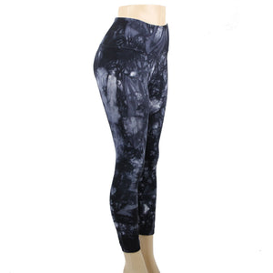 Free People NEW $88 Evereve Sz M/L Black Blue Tie Dye Nylon Spandex AW Pant