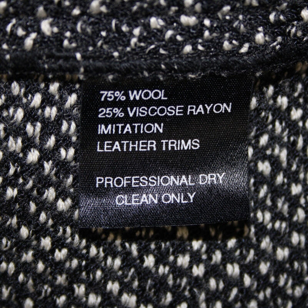 St John Collection Sz 10 Black White Novelty Knit Pocket Wool Viscose Rayon Coat