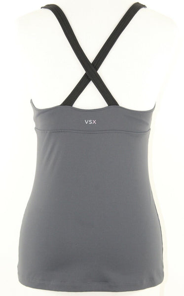 VSX by Victorias Secret Sz S Gray Black Cross Back Nylon Blend Active Top