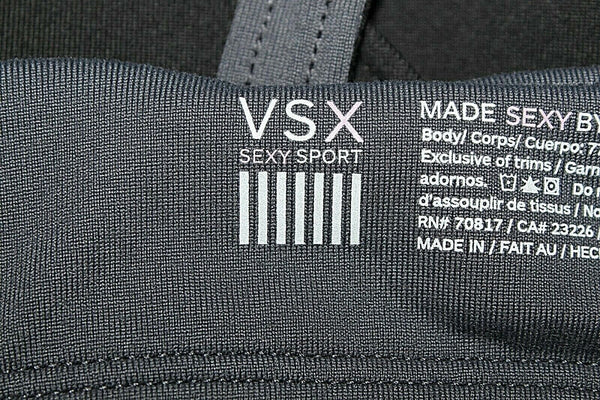 VSX by Victorias Secret Sz S Gray Black Cross Back Nylon Blend Active Top