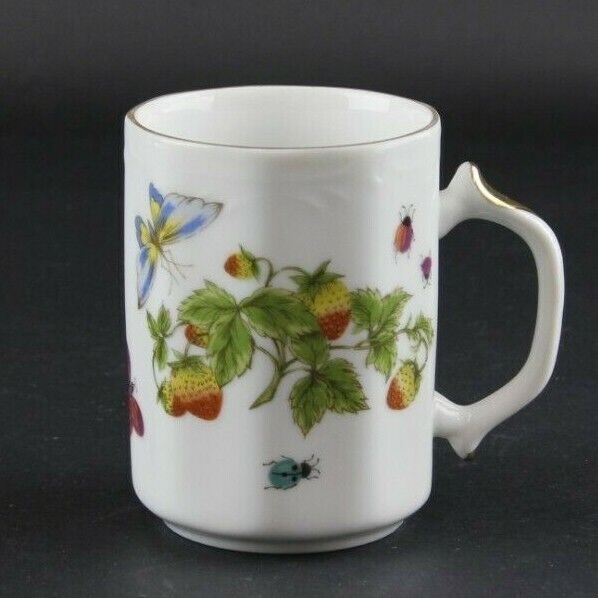 Royal Crown Spring Time 6171 White Multi Butterfly Motif 3.75" Coffee Mug