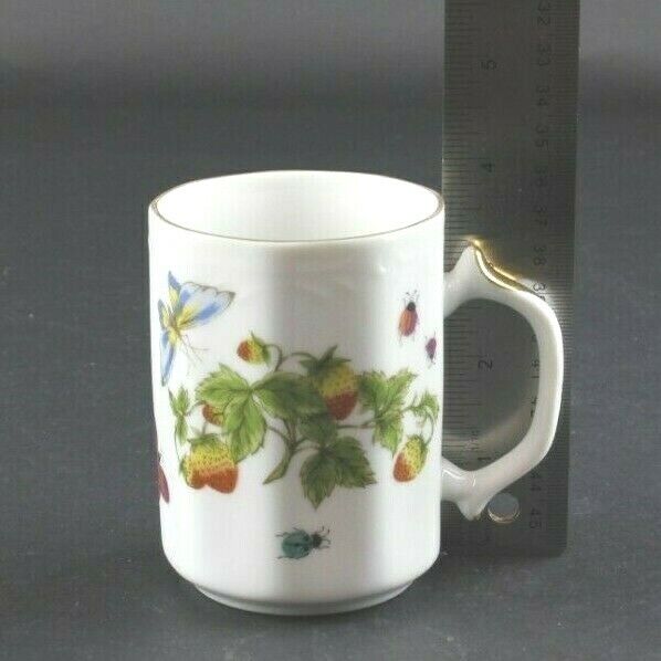 Royal Crown Spring Time 6171 White Multi Butterfly Motif 3.75" Coffee Mug