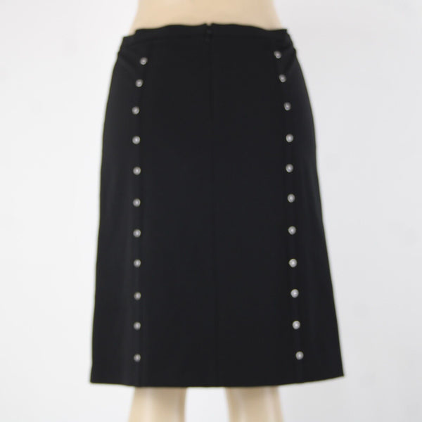 Bcbg MaxAzria Sz 4 Black Silver Rivets Lined Polyester Rayon Pencil Skirt
