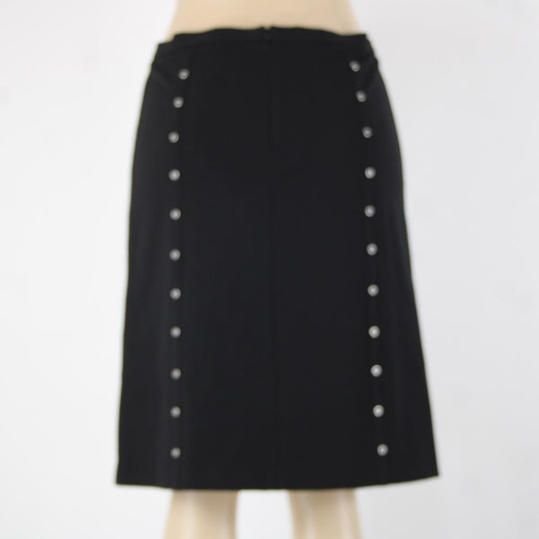 Bcbg MaxAzria Sz 4 Black Silver Rivets Lined Polyester Rayon Pencil Skirt
