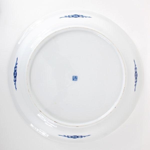 Mokusen 12 x 12 x 3 Blue White Ceramic Signed Transferware Bowl