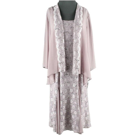 Alex Evenings NEW $199 8 Mauve Pink Chiffon Lace Trim Polyester Dress w Jacket