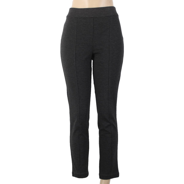 Anne Klein Pant Sz M x 28.5 Charcoal Black Pull On Ankle Viscose Nylon Pant