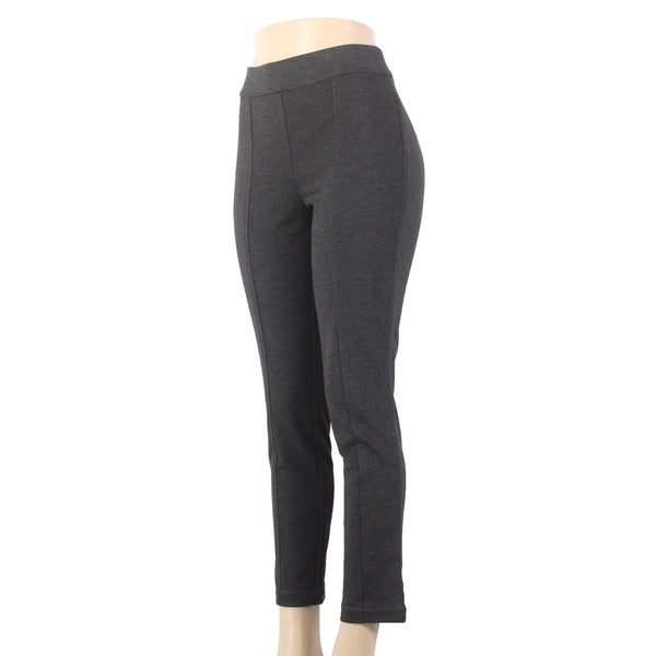 Anne Klein Pant Sz M x 28.5 Charcoal Black Pull On Ankle Viscose Nylon Pant