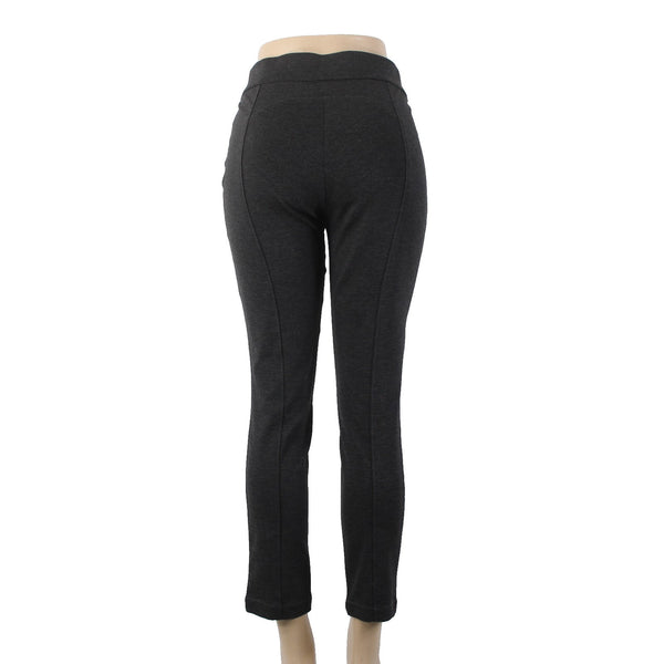 Anne Klein Pant Sz M x 28.5 Charcoal Black Pull On Ankle Viscose Nylon Pant