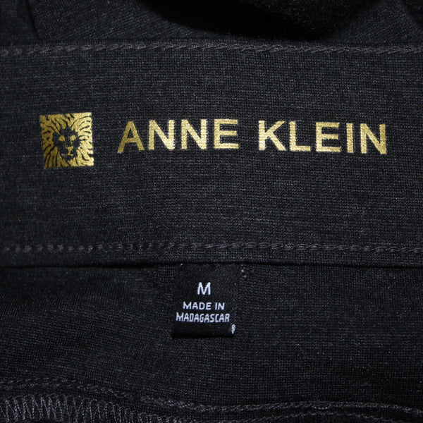 Anne Klein Pant Sz M x 28.5 Charcoal Black Pull On Ankle Viscose Nylon Pant