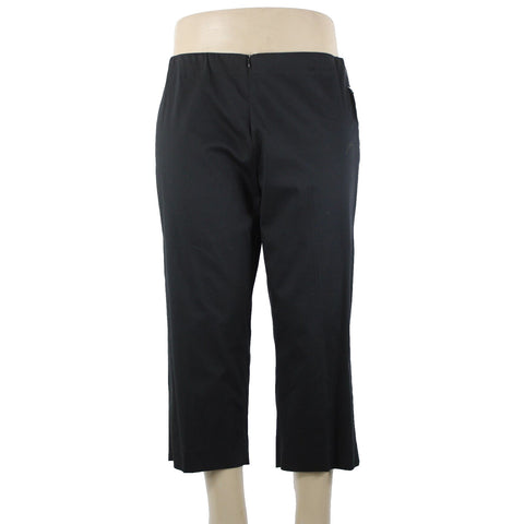 Eleven NEW Sz 16 x 22.5 Black Elastic Waist Unlined Zipper Frt Cotton Capri Pant
