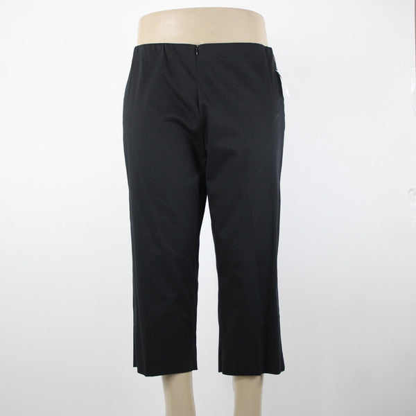 Eleven NEW Sz 16 x 22.5 Black Elastic Waist Unlined Zipper Frt Cotton Capri Pant