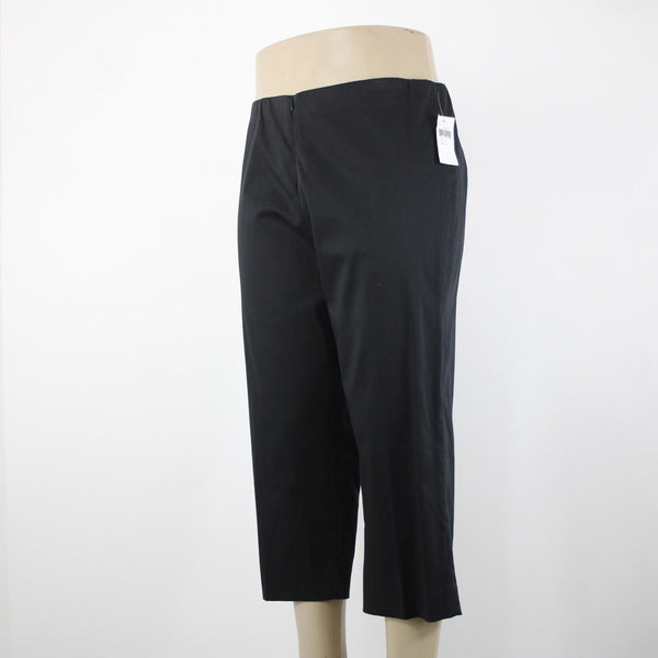 Eleven NEW Sz 16 x 22.5 Black Elastic Waist Unlined Zipper Frt Cotton Capri Pant