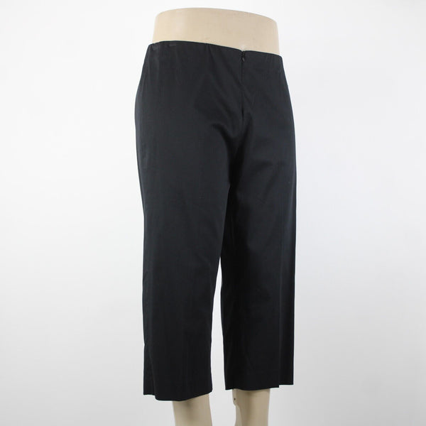 Eleven NEW Sz 16 x 22.5 Black Elastic Waist Unlined Zipper Frt Cotton Capri Pant
