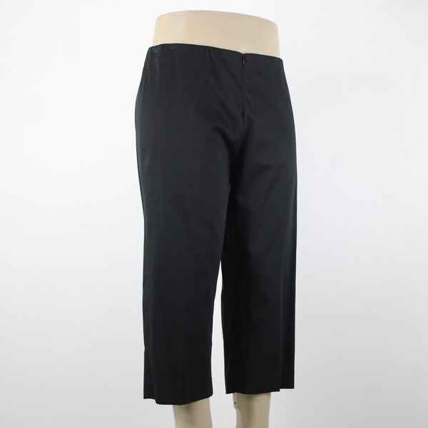 Eleven NEW Sz 16 x 22.5 Black Elastic Waist Unlined Zipper Frt Cotton Capri Pant