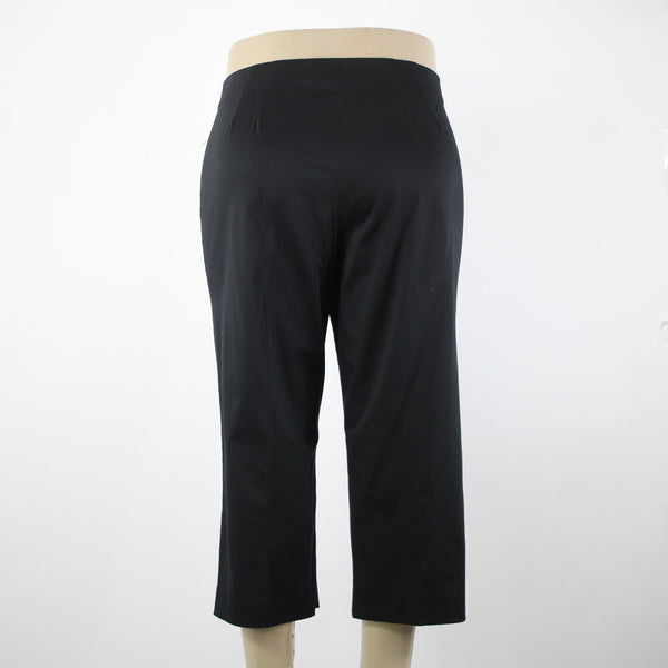 Eleven NEW Sz 16 x 22.5 Black Elastic Waist Unlined Zipper Frt Cotton Capri Pant